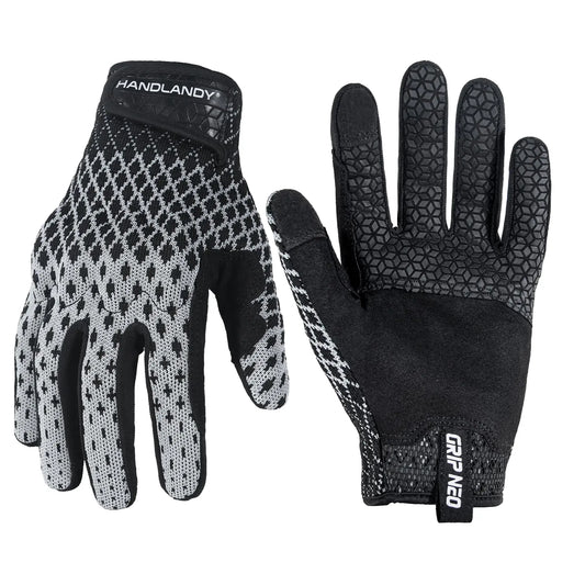 Pair of black and gray batting gloves for baseball or softball batting glove grip