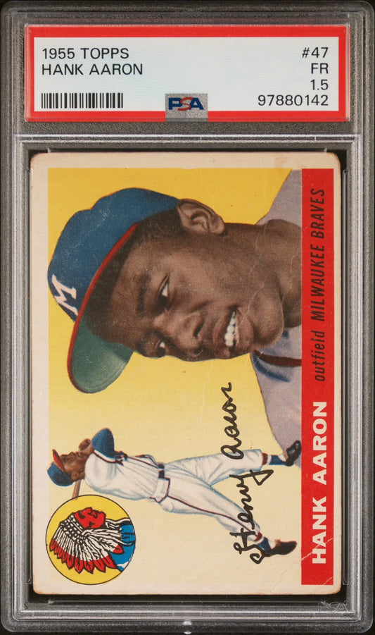 Hank Aaron 1955 Topps #47 PSA 1.5 Fair baseball card in protective holder