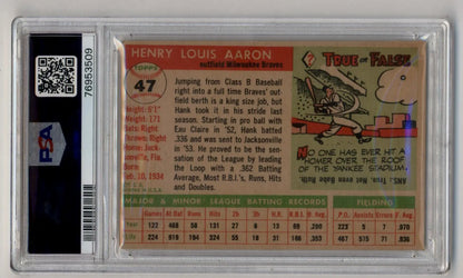 Hank Aaron 1955 Topps #47 in protective case, PSA Authentic Altered collectible card