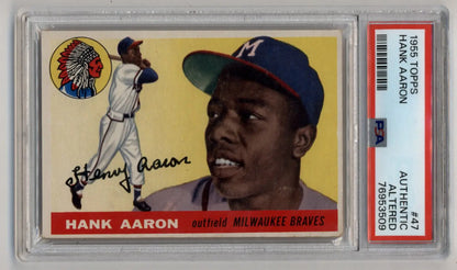 Hank Aaron 1955 Topps #47 in PSA Authentic Altered graded protective case