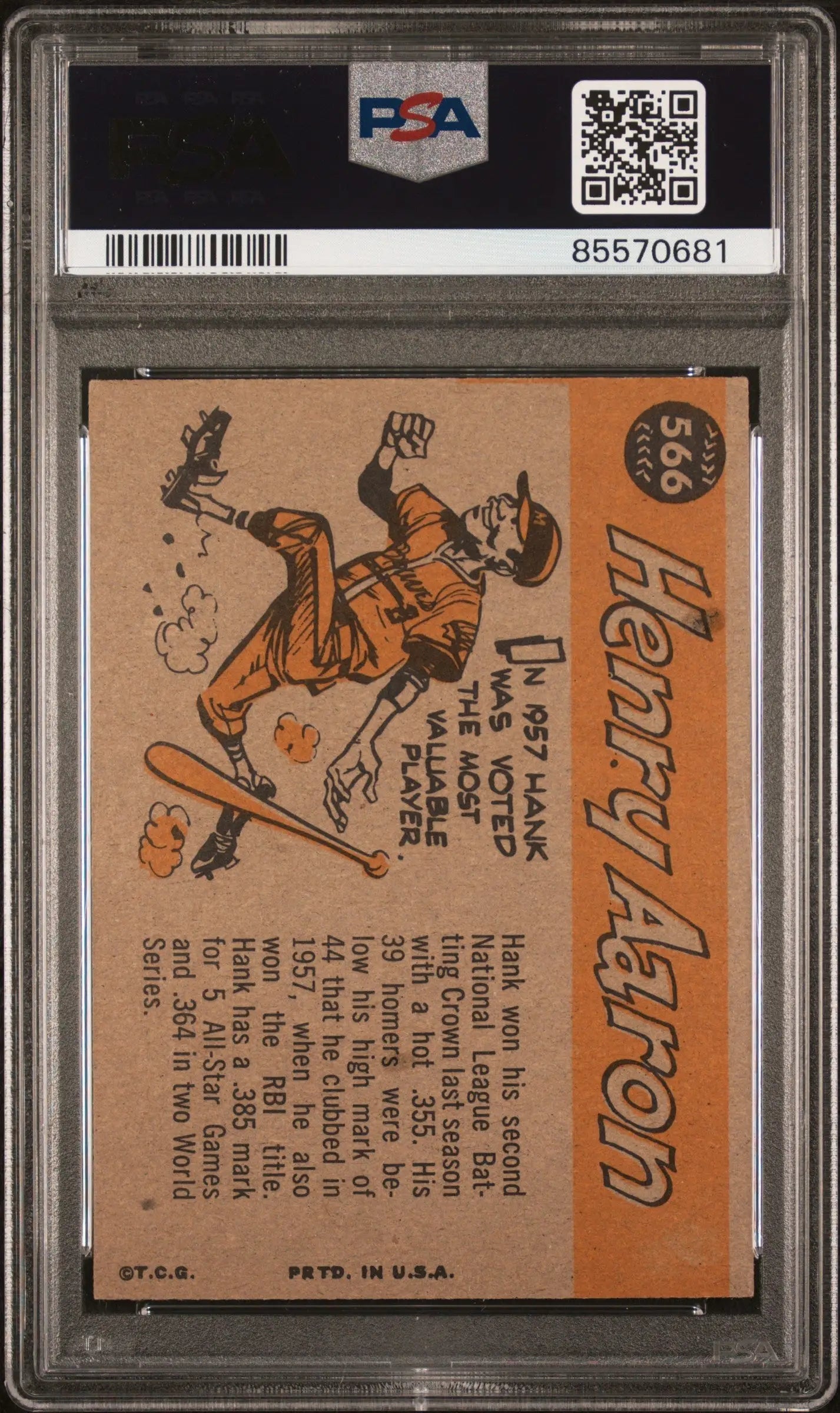 Graded vintage Hank Aaron Topps All-Star baseball card in PSA 6 Ex-Mint condition