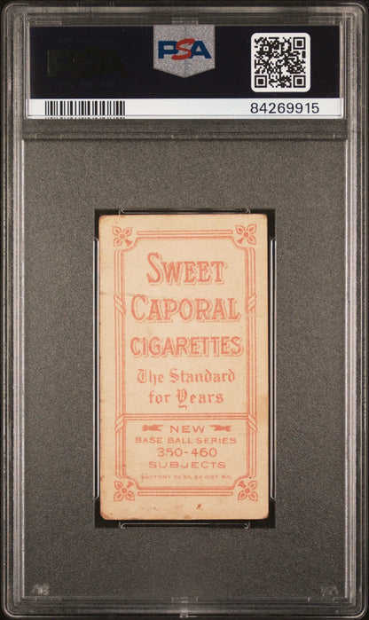 Vintage T206 Sweet Caporal 350-460/30 Happy Smith trading card in PSA grading case