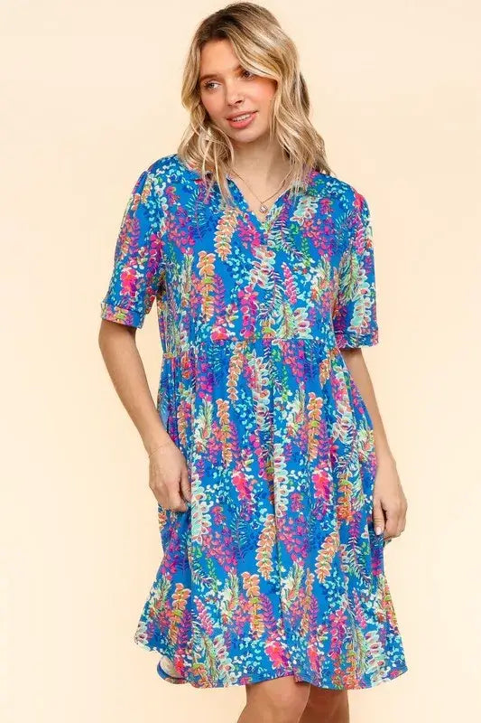 Haptics Johnny Collar Babydoll Dress with Side Pockets