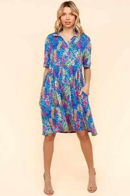 Haptics Johnny Collar Babydoll Dress with Side Pockets