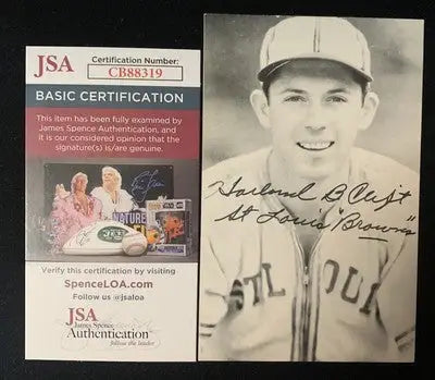 Autographed Harland Clift St Louis Browns trading card with JSA authentication