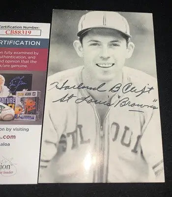 Signed baseball card of Harland Clift from the St Louis Browns featuring authentic trading cards