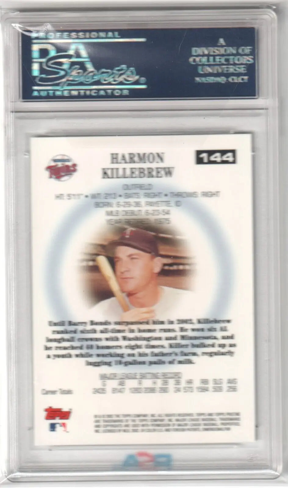 Harmon Killebrew baseball card from 2002 Topps Pristine, PSA 10 GEM MINT, for single cards at Columbia Hobby on eBay store