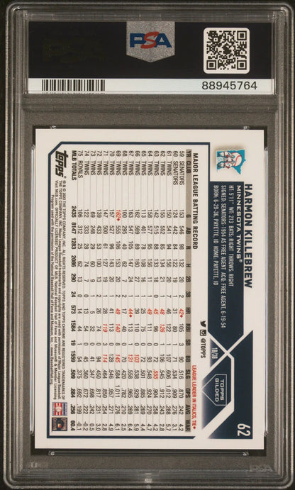 Graded Harmon Killebrew baseball card from Topps Gilded Wave Gold Etch series in PSA 10