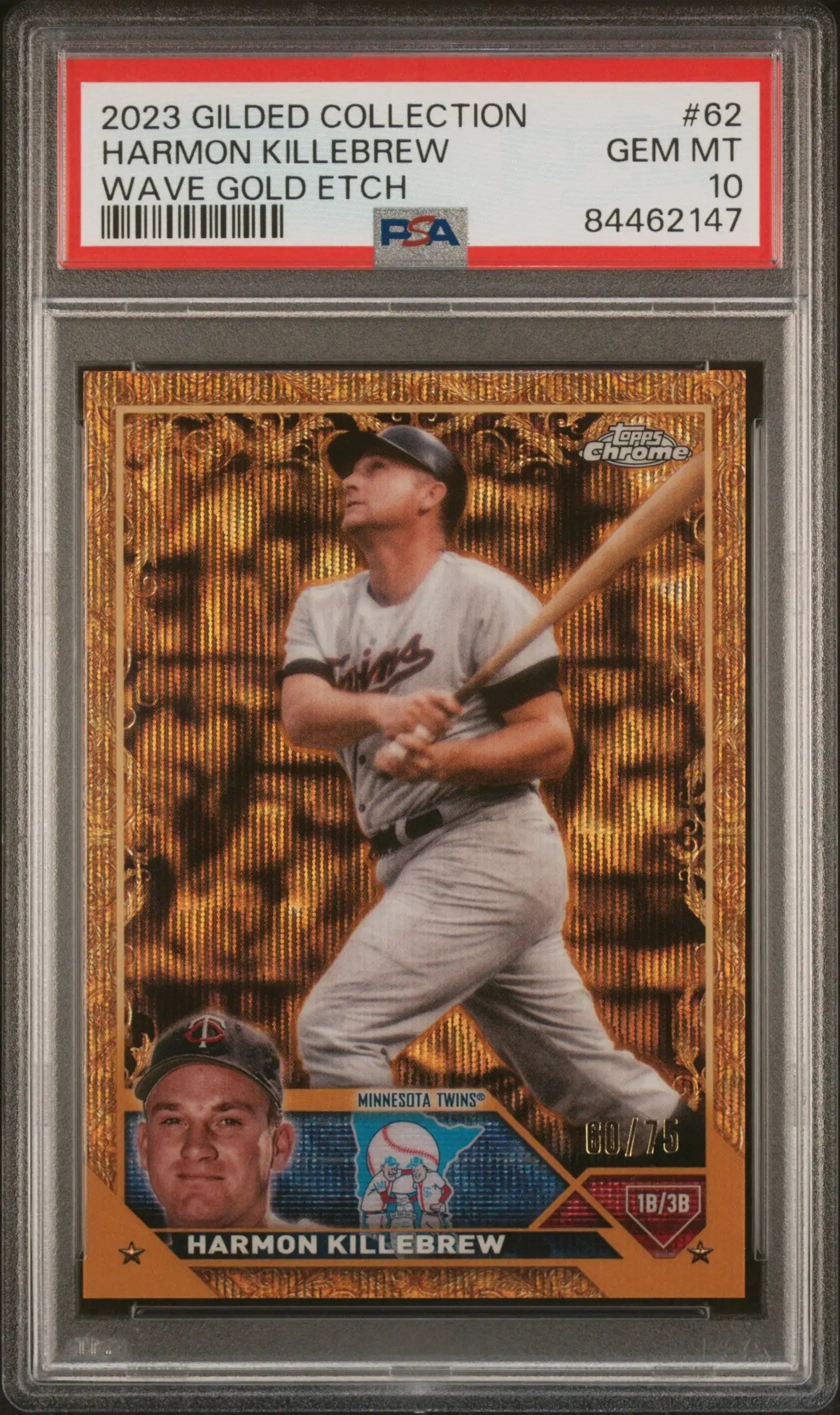 Harmon Killebrew 2023 Topps Gilded Wave Gold Etch baseball card in PSA 10 Gem Mint