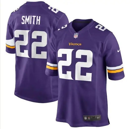 Purple Minnesota Vikings Harrison Smith football jersey with number 22 and SMITH on the back