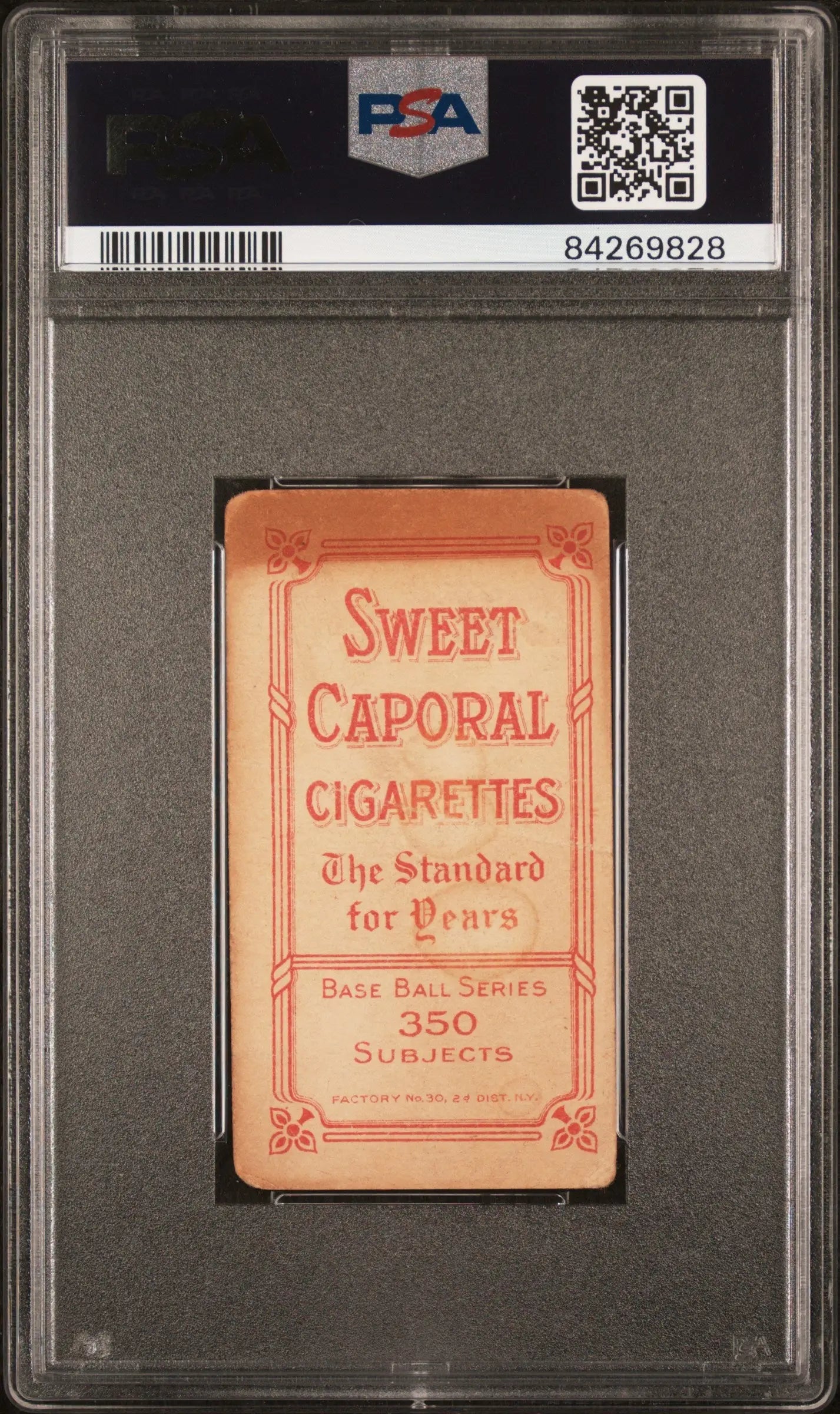 PSA-graded Harry Gasper 1909-11 T206 Sweet Caporal trading card with pink text