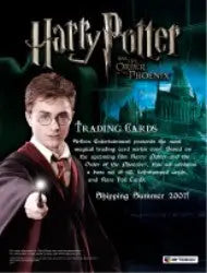 Harry Potter and the Order of the Phoenix trading card sell sheet with young wizard character