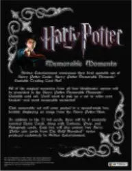 Certificate titled Harry Potter Memorable Moments on the Trading Card Sell Sheet