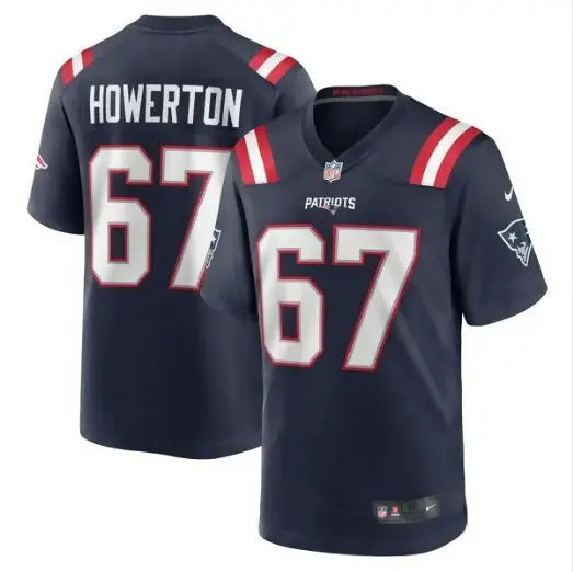 Navy blue Hayden Howerton Patriots Nike Home Game NFL jersey front view