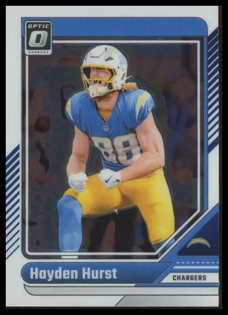 Hayden Hurst Donruss Optic football trading card in Chargers blue uniform #88