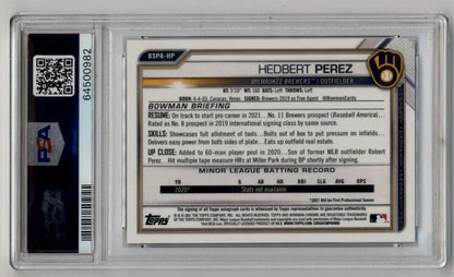 Hedbert Perez 2021 Bowman Chrome Sapphire Edition Auto PSA 10 Gem Mint Auto 10 - Singles