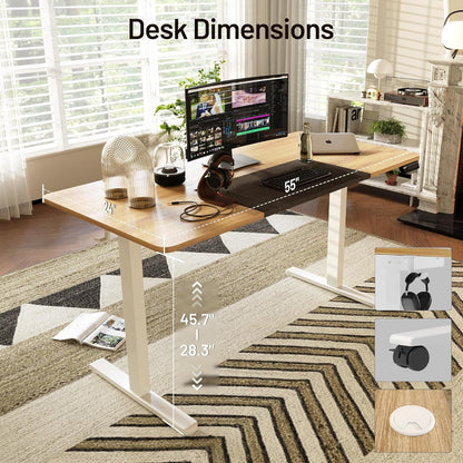 Height Adjustable Electric Standing Desk with Wheels and Memory Presets-2