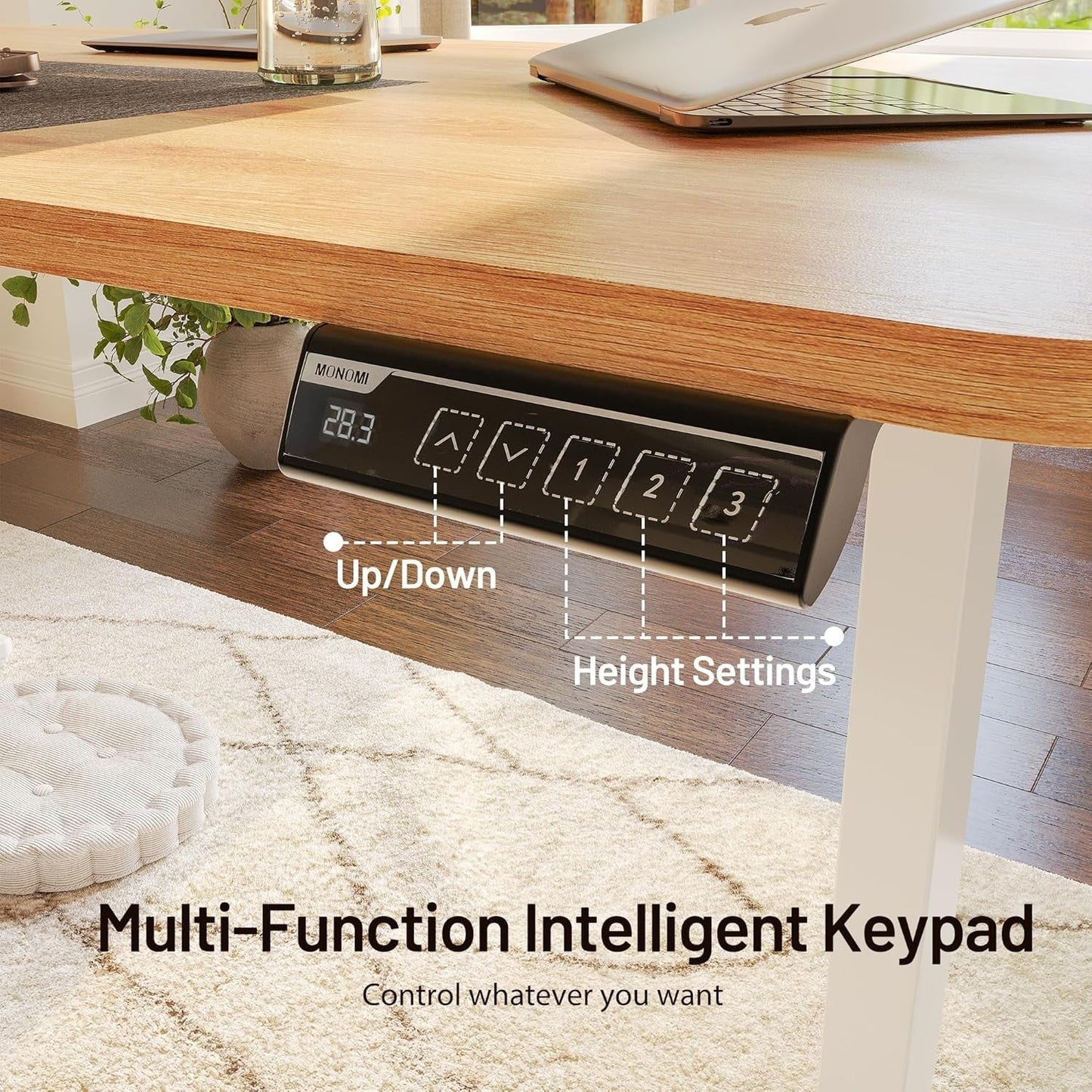 Height Adjustable Electric Standing Desk with Wheels and Memory Presets-3