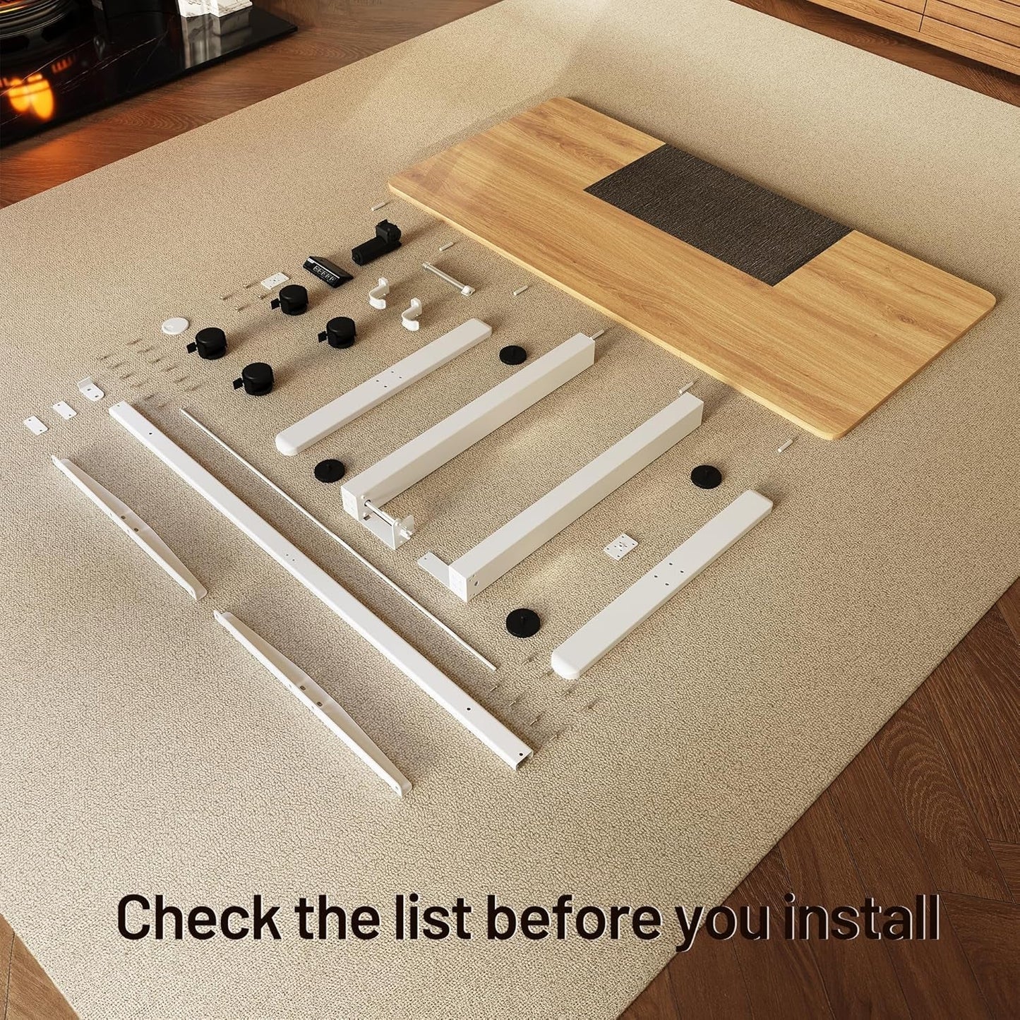 Height Adjustable Electric Standing Desk with Wheels and Memory Presets-1