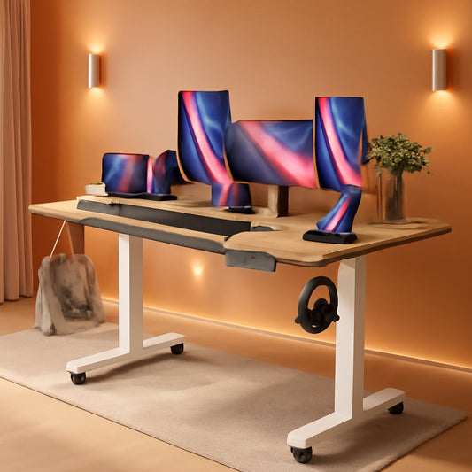 Height Adjustable Electric Standing Desk with Wheels and Memory Presets-0