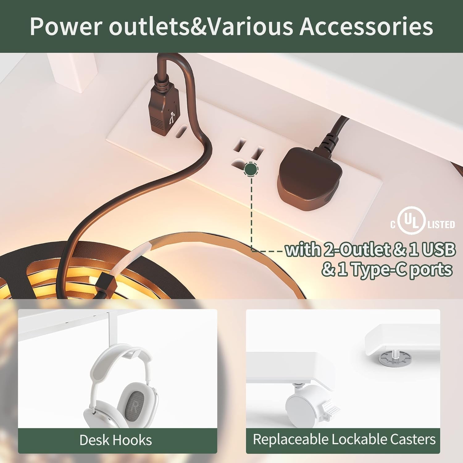 Height Adjustable L Shaped Standing Desk with Power Outlets-3