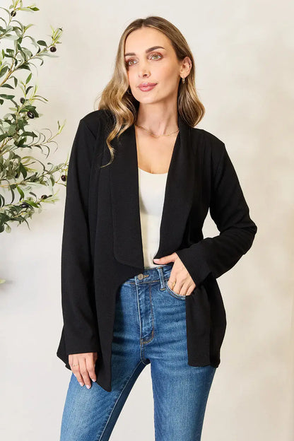 Heimish Full Size Open Front Long Sleeve Blazer - Black / S