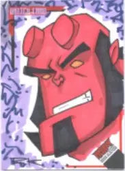 Stylized red demon character with horns on Rich Koslowski sketch card for trading cards