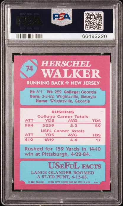 Pink 1974 Herschel Walker Topps USFL trading card graded PSA 8 Nm-Mint