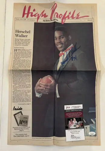 Herschel Walker signed morning newspaper Dallas Cowboys autograph JSA certified