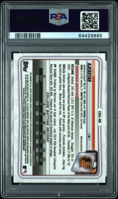 Graded Heston Kjerstad Bowman Chrome Draft Auto PSA 9 Chrome Draft Auto card
