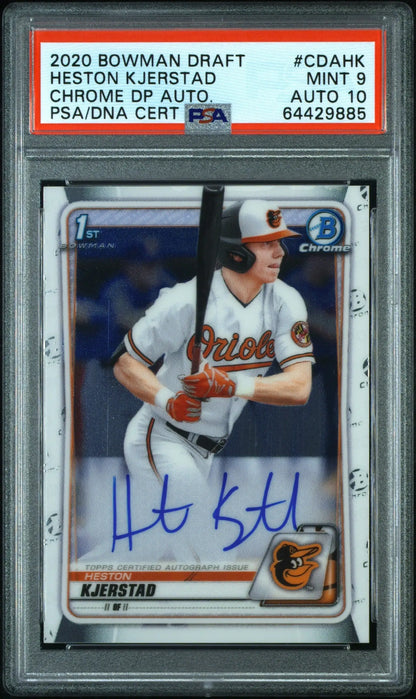 Heston Kjerstad 2020 Bowman Chrome Draft Auto PSA 9 Chrome Draft Auto baseball card