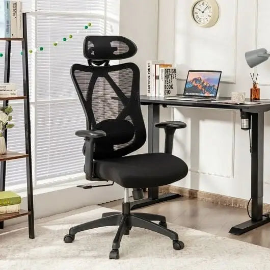 High Back Mesh Executive Chair with Adjustable Lumbar Support - Color:Black - Ergonomic Chairs