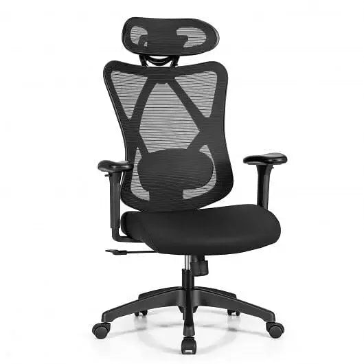 High Back Mesh Executive Chair with Adjustable Lumbar Support - Color:Black - Ergonomic Chairs