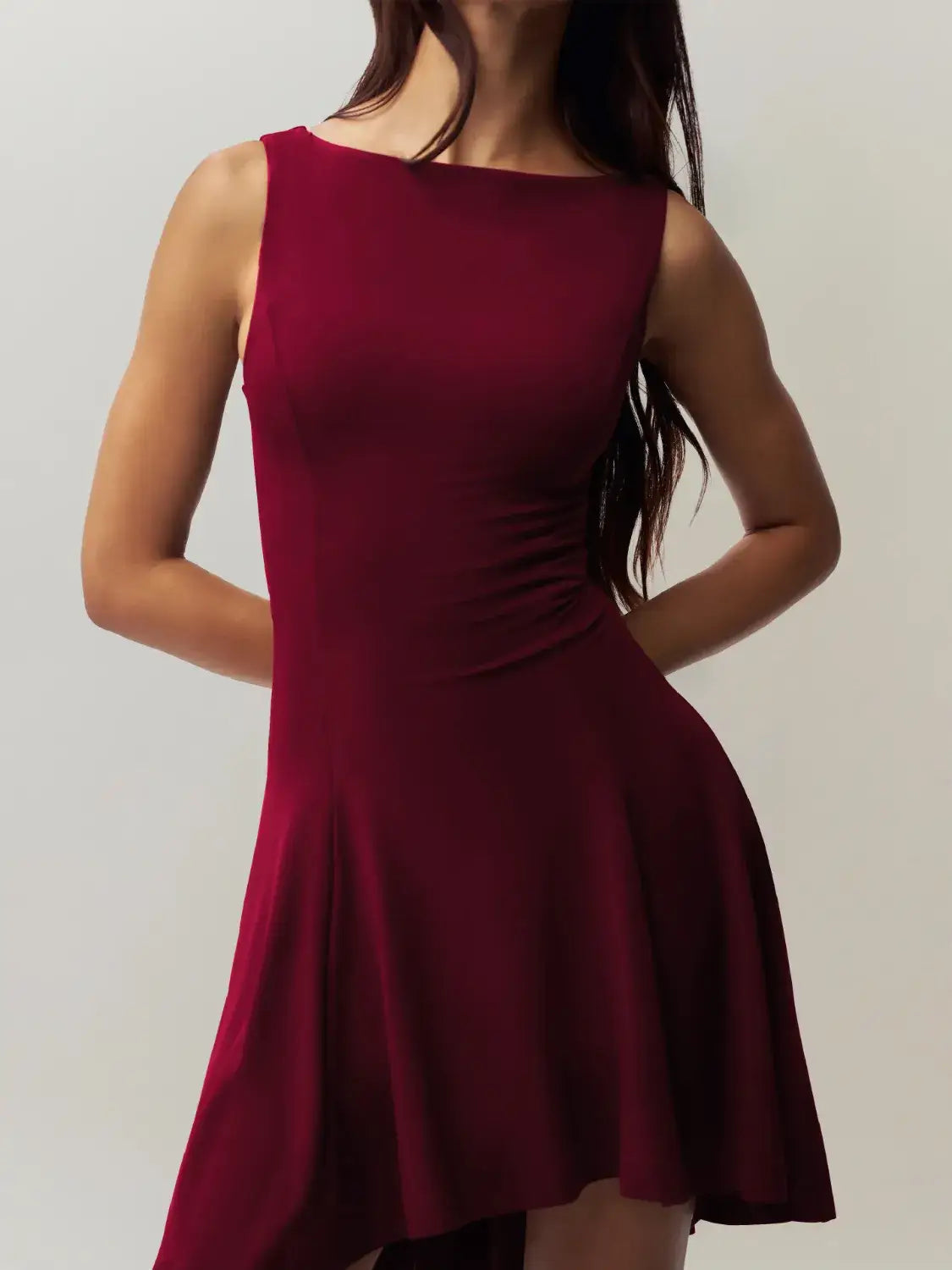High-Low Round Neck Sleeveless Dress - dress