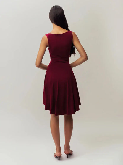 High-Low Round Neck Sleeveless Dress - dress