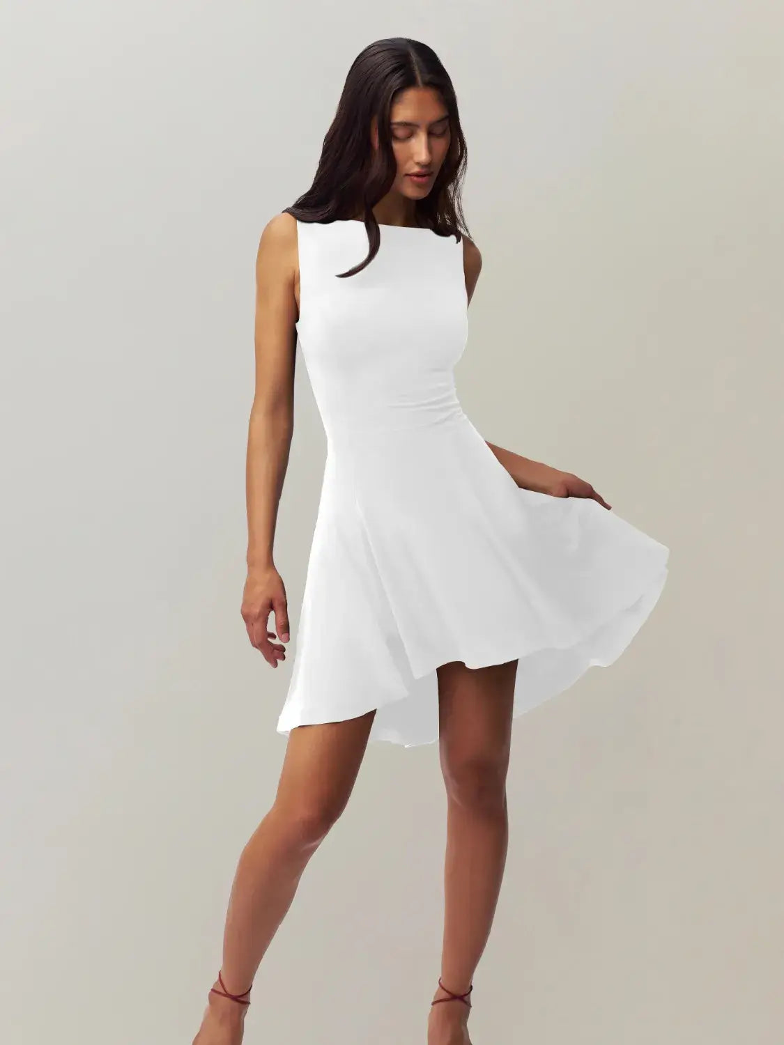High-Low Round Neck Sleeveless Dress - dress
