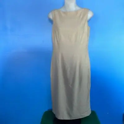 Hillard & Hanson Tan Sleeveless Knee-Length Dress with Boat Neck Size 4