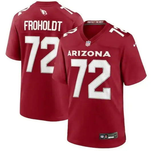 Red Arizona Cardinals football jersey with number 72 from Hjalte Froholdt Nike Game Player Jersey collection