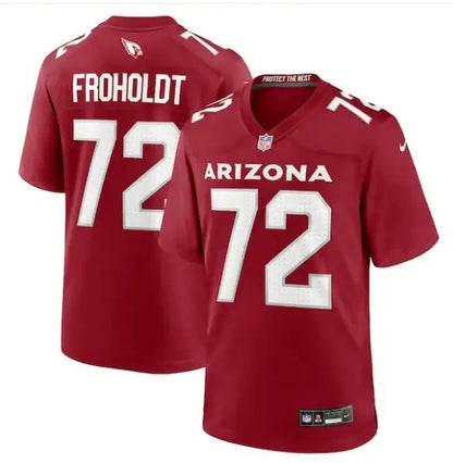 Red Arizona Cardinals football jersey with number 72, Nike Team Game Jersey, Cardinal