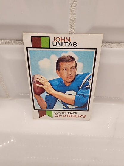 Vintage John Unitas football card HOF San Diego Chargers 1973 Topps #455 EX collectible