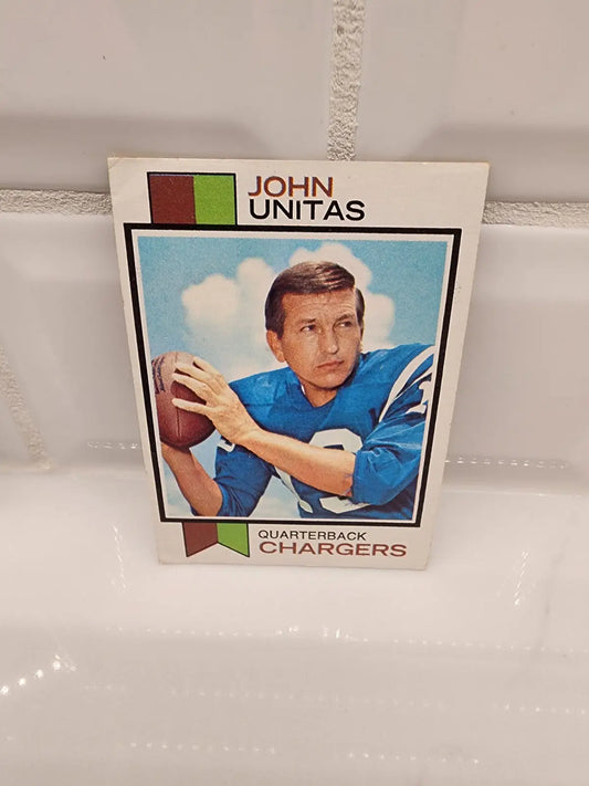 Vintage John Unitas football card HOF San Diego Chargers 1973 Topps #455 EX collectible