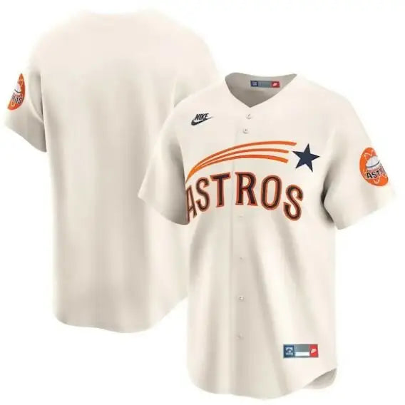 Houston Astros Nike Cooperstown Collection Cream Baseball Jersey front view