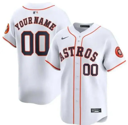 White Houston Astros Nike Home Limited Custom Baseball Jersey front view