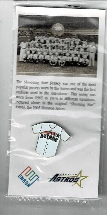 Houston Astros memorabilia featuring a Shooting Star Jersey Tack Pin from 1965-74