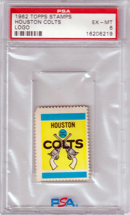 Graded 1962 Topps Houston Colts stamps logo PSA 6 EX-MT collectible card