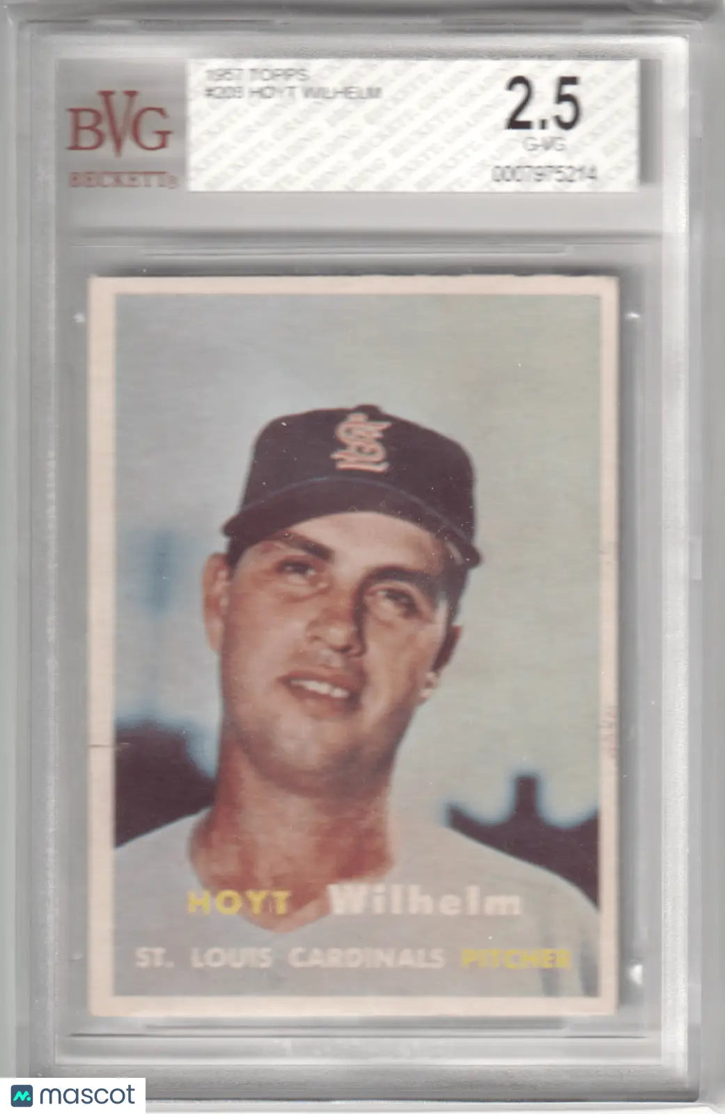 Graded Hoyt Wilhelm baseball card from 1957 Topps BVG 2.5 G-VG, Columbia Hobby