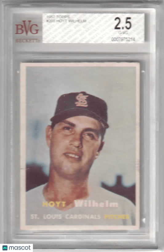 Graded Hoyt Wilhelm baseball card from 1957 Topps BVG 2.5 G-VG, Columbia Hobby