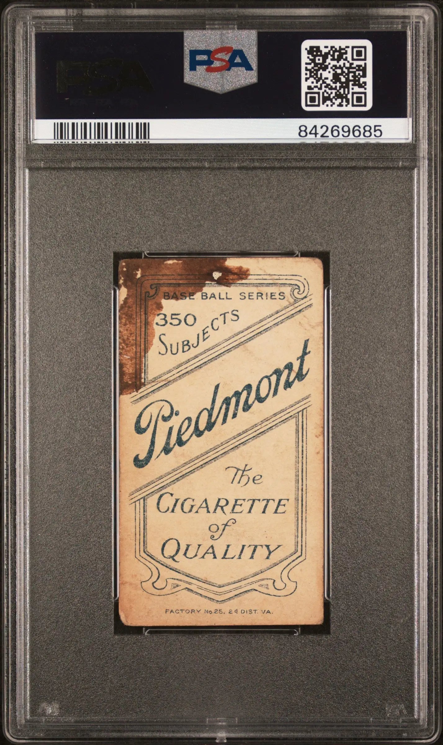 Vintage Piedmont cigarette pack featured in Hub Perdue T206 Piedmont trading card