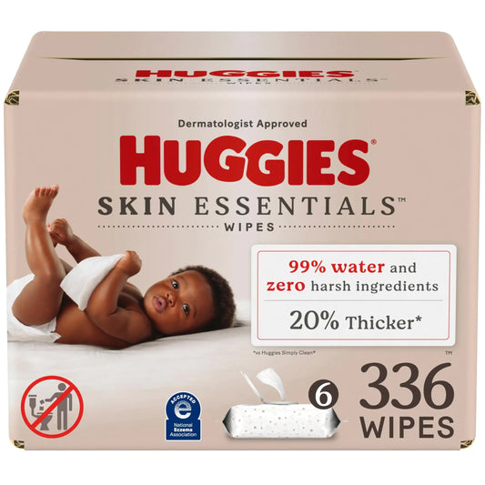 Box of Huggies Skin Essentials Baby Wipes Hypoallergenic 99% Water for gentle baby skin