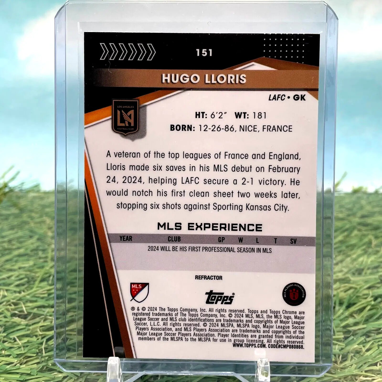 Hugo Lloris 2024 Topps Chrome Refractor MLS #151 Los Angeles FC